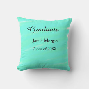 Green blue watercolor graduation add name year cushion