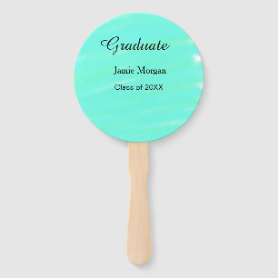 Green blue watercolor graduation add name year hand fan