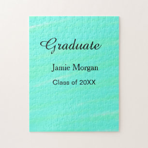 Green blue watercolor graduation add name year  jigsaw puzzle