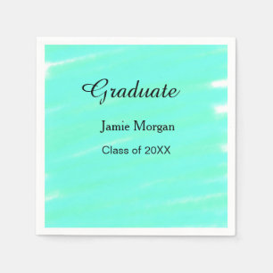 Green blue watercolor graduation add name year  napkin