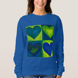Green Blue Watercolor Heart Hearts Art Sweatshirt