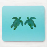 Green Blue Watercolor Ocean Sea Turtles Mouse Mat<br><div class="desc">Mouse Pad</div>
