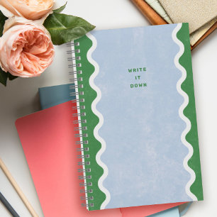 Green Blue Wavy Lines Spiral Journal Notebook