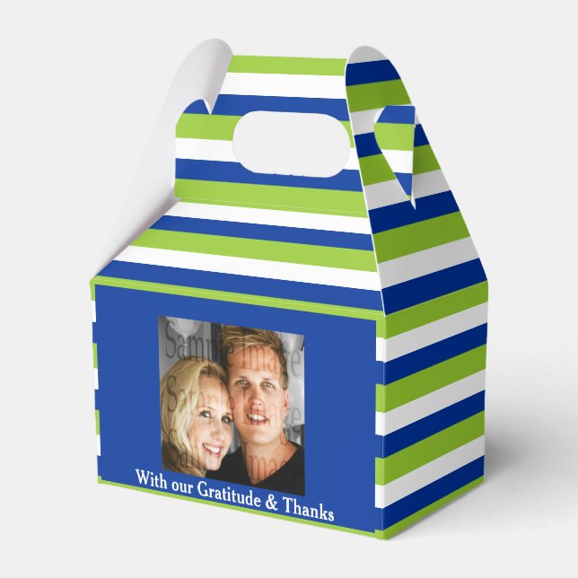 Green blue wedding PHOTO 2 Favour Box (Front Side)