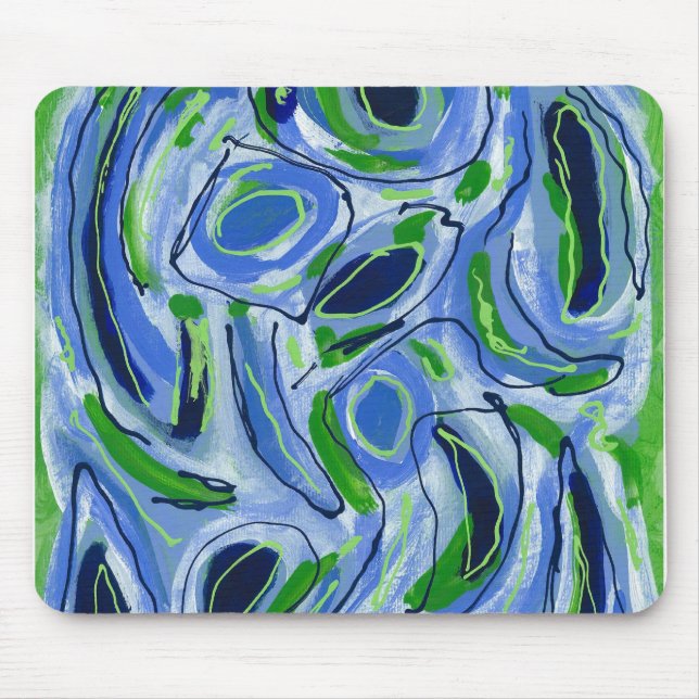 Green Blue White Mouse Mat (Front)
