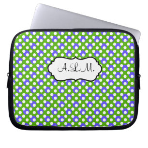 Green, Blue, White Polka Dots Laptop Sleeve