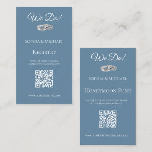 Green Blue White- We Do-Wedding Rings-Registry- Business Card