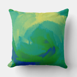 Green Blue Yellow Abstract Cushion