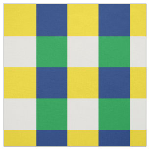 Green, blue, yellow and white chequerboard pattern fabric