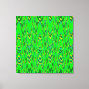 Green Blue Yellow Modern Geometric Wave Pattern Canvas Print