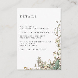 Green Bluebells WEDDING Hotel detail Accommodation Enclosure Card