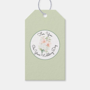 Green Blush Peach Orchid Flowers Bridal Shower  Gift Tags