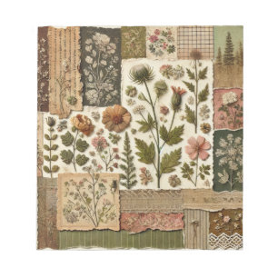 Green Blush Pink Patchwork Floral Quilted Design Notepad