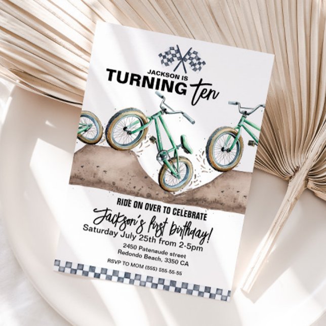 Green BMX birthday invitation, Any age, Dirt bike Invitation (Green BMX birthday invitation, boy birthday invite, any age, dirt bike party)