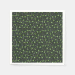 Green bohemian dandelions pattern napkin