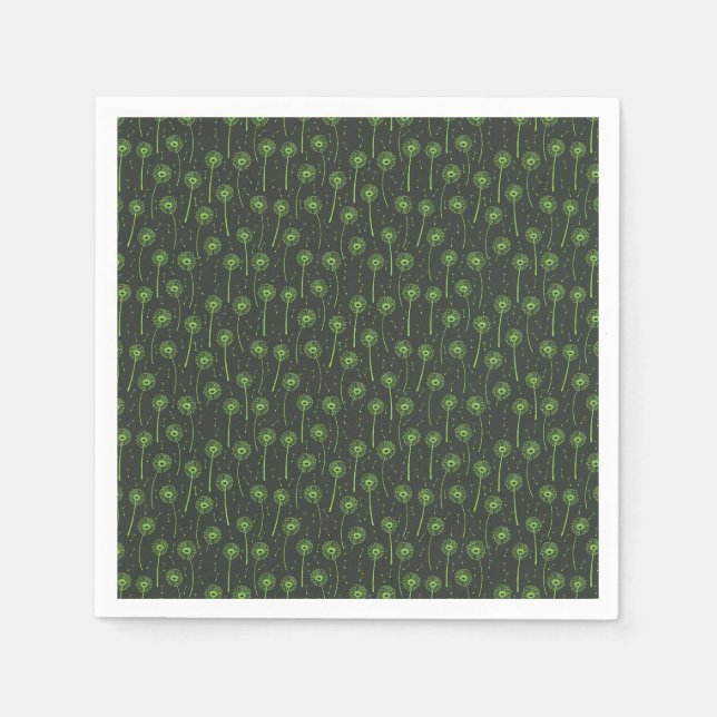 Green bohemian dandelions pattern napkin (Front)