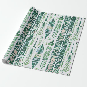 Green boho design wrapping paper