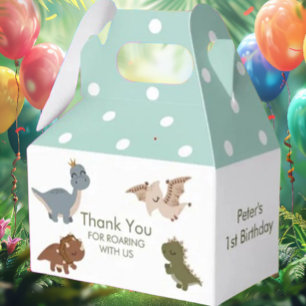 green boho dinosaur  favour box