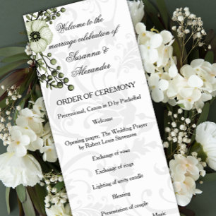 Green Boho Floral Wreath Wedding Programme