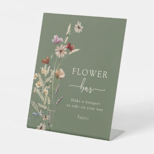 Green Boho Flower Bar Sign