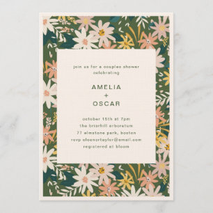 Green Boho Garden Floral Couples Bridal Shower Invitation