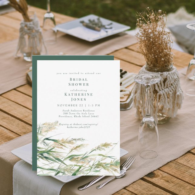 Green Boho Grass Bridal Shower  Invitation (Creator Uploaded)
