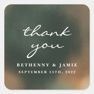 Green Boho Minimalist Wedding Square Sticker