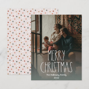 Green Boho Polka Dot Christmas Full Vertical Photo Holiday Card