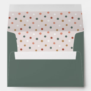 Green Boho Polka Dot Christmas Invitation Envelope