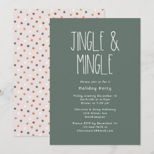 Green Boho Polka Dot Christmas Jingle and Mingle Invitation