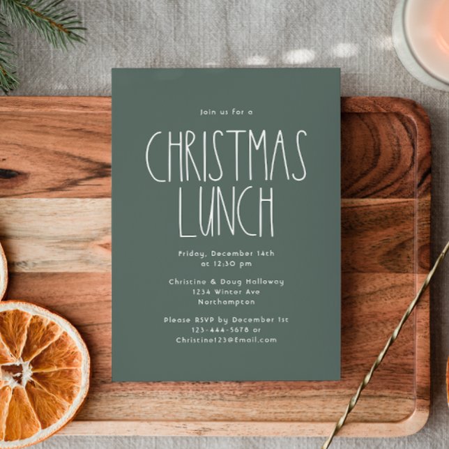 Green Boho Polka Dot Christmas Lunch Invitation (Creator Uploaded)