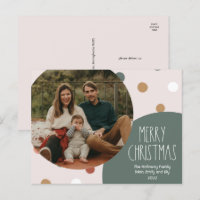 Green Boho Polka Dot Christmas One Photo
