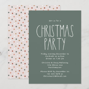 Green Boho Polka Dot Christmas Party Invitation