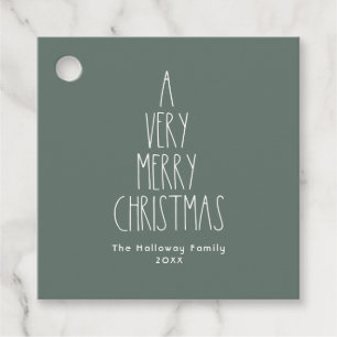 Green Boho Polka Dot Christmas Square Favour Tags