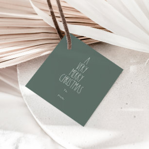 Green Boho Polka Dot Christmas Square To From Favour Tags