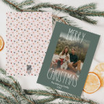Green Boho Polka Dot Christmas Vertical Photo Holiday Card<br><div class="desc">This green boho polka dot Christmas vertical photo holiday card is perfect for your modern bohemian country farmhouse-inspired holiday greeting. The classic rustic yet delicate hand-drawn font gives it an earthy vintage look while keeping it cute and simple. The polka dots come in earth tones of red, sage green, blush...</div>