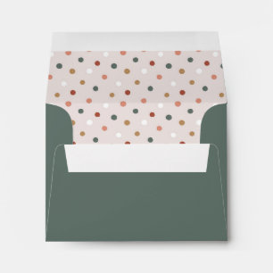 Green Boho Polka Dot Happy Holidays Card  Envelope