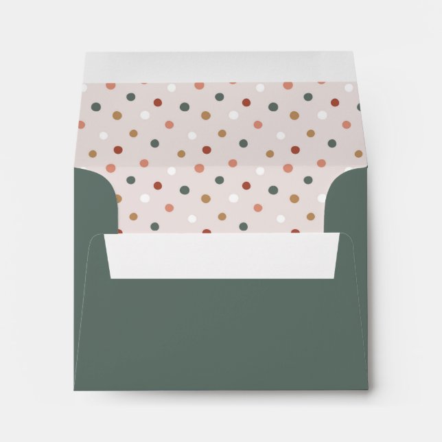 Green Boho Polka Dot Happy Holidays Card  Envelope (Back (Bottom))