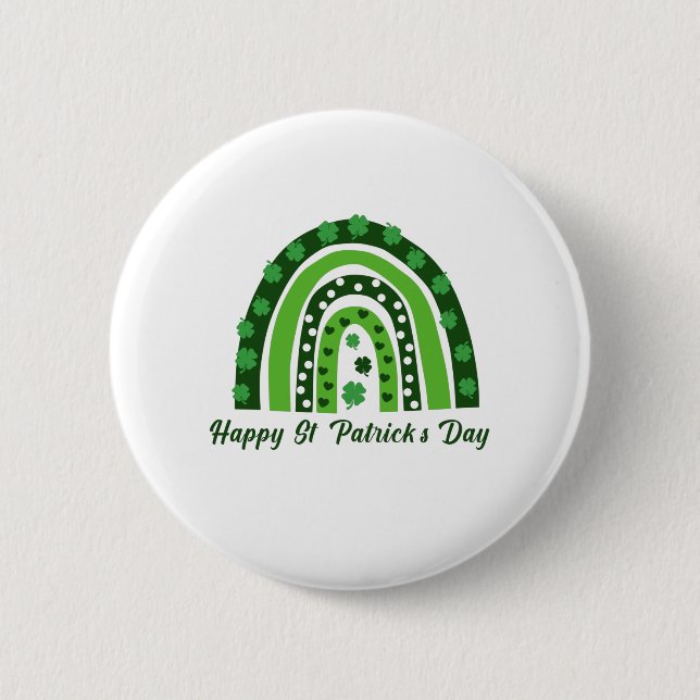 Green Boho Shamrock Rainbow St. Patrick's Day 6 Cm Round Badge (Front)