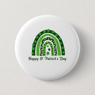 Green Boho Shamrock Rainbow St. Patrick's Day 6 Cm Round Badge