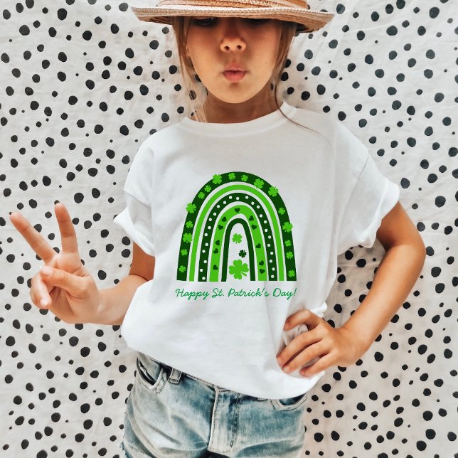 Green Boho Shamrock Rainbow St. Patrick's Day T-Shirt (Creator Uploaded)