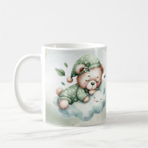 Green Boho Sleeping Teddy Bear Cute Coffee Mug