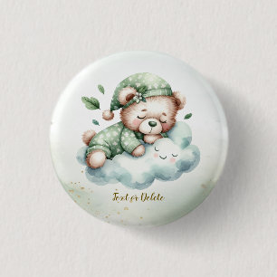 Green Boho Sleeping Teddy Bear Cute Party 3 Cm Round Badge