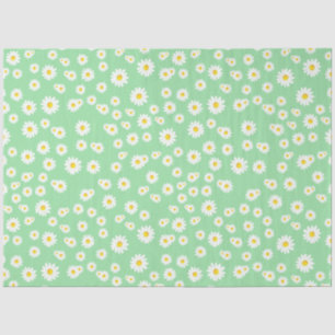 Green Boho Spring Daisies Pattern Tissue Paper