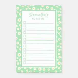Green Boho Spring Daisies To Do List Post-it Notes
