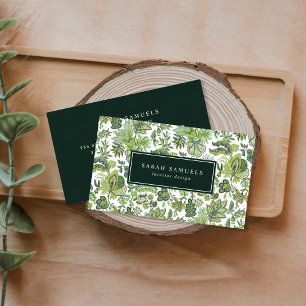 Green Boho Vintage Floral Business Card