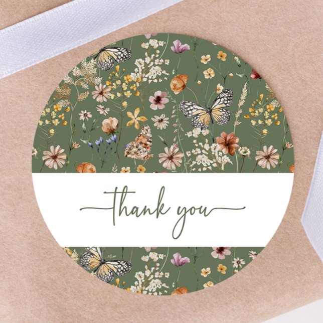 Green Boho Wildflower Baby Shower Sticker (Sage Green Boho Wildflower Baby Shower Sticker by Painted Paperie
)