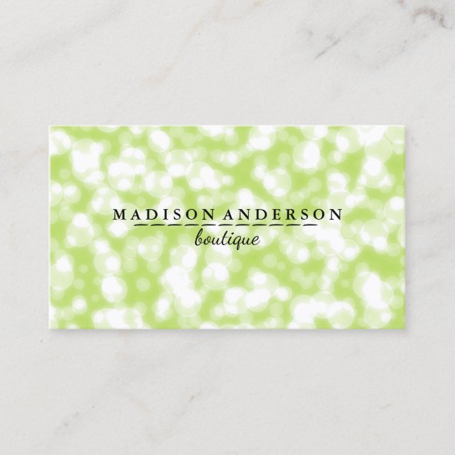 Green Bokeh Glitter Modern Fashion Makeup Artist Business Card (Front)
