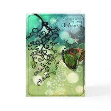 Green Bokeh Light Butterfly Swirl Sympathy Card