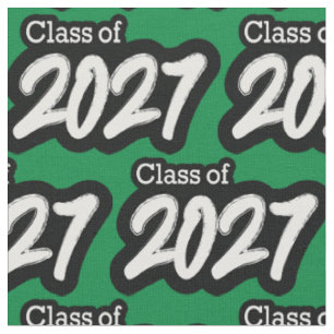 Green Bold Brush Class of 2027 Fabric